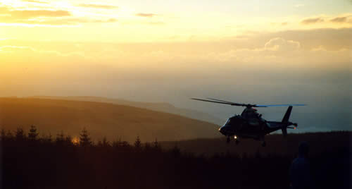 Support helicopter, Rally GB 2002, just after dawn